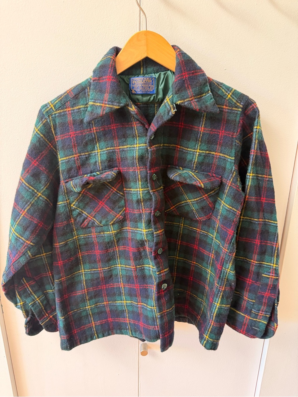 Pendleton Green Plaid Button-Front Kids Shirt Jacket (Petite sizing!)